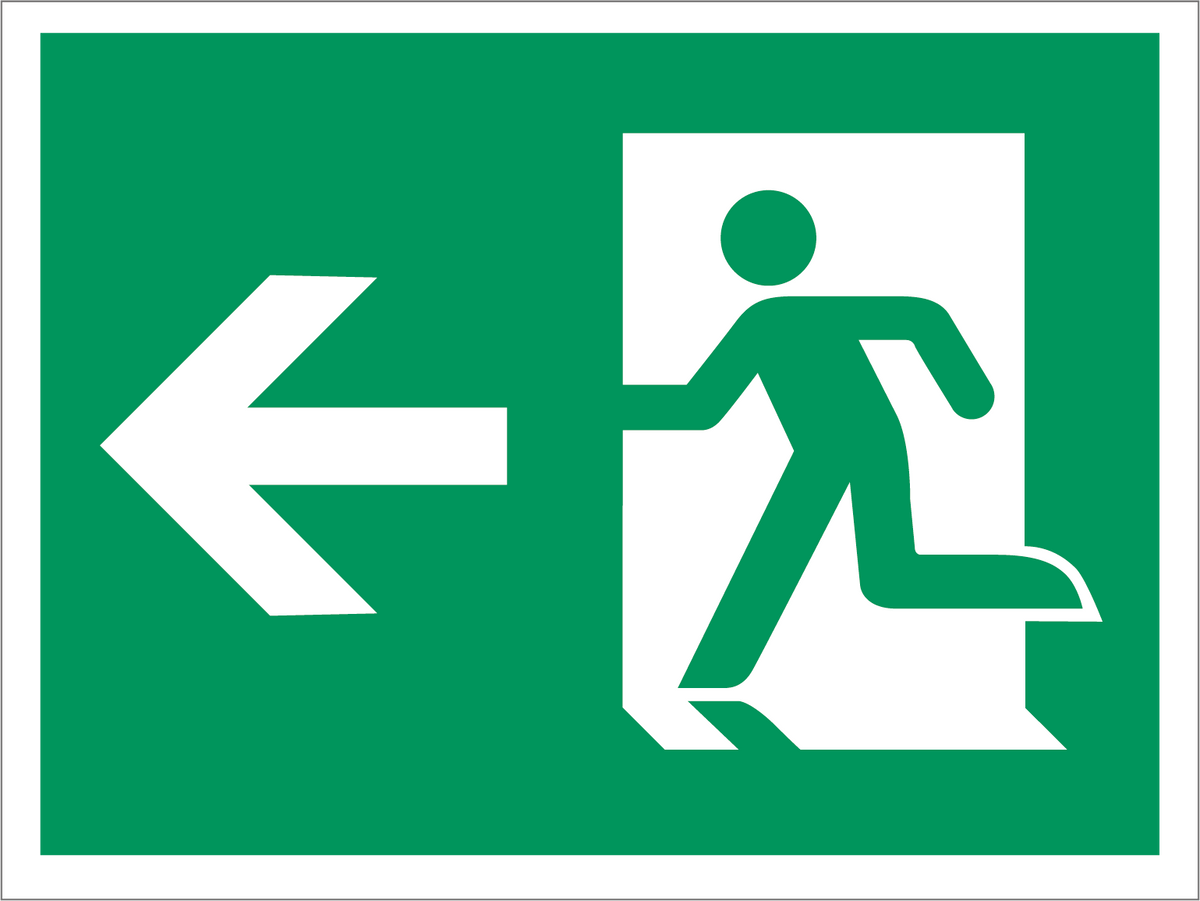 Safe Condition Sign - Fire Exit Left — Symbol Safety
